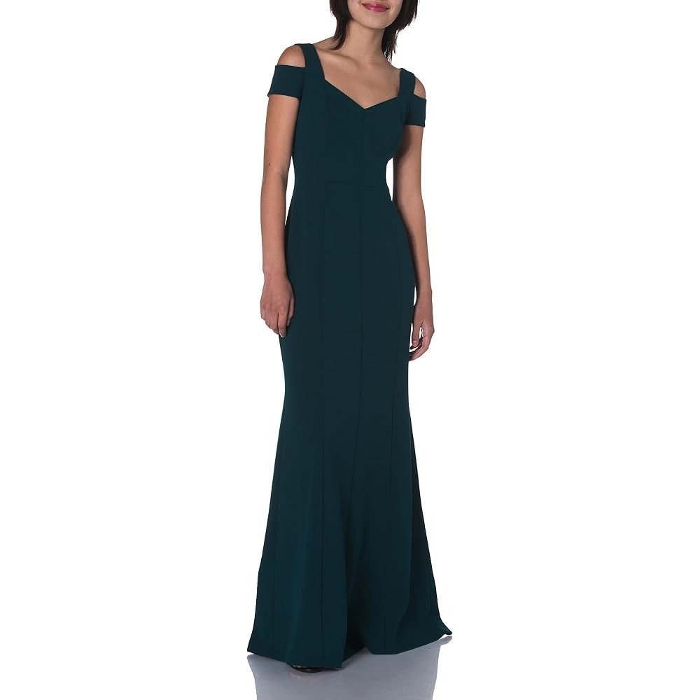 Eliza J Green Cold Shoulder Mermaid Gown Sweetheart Neckline Dress 4